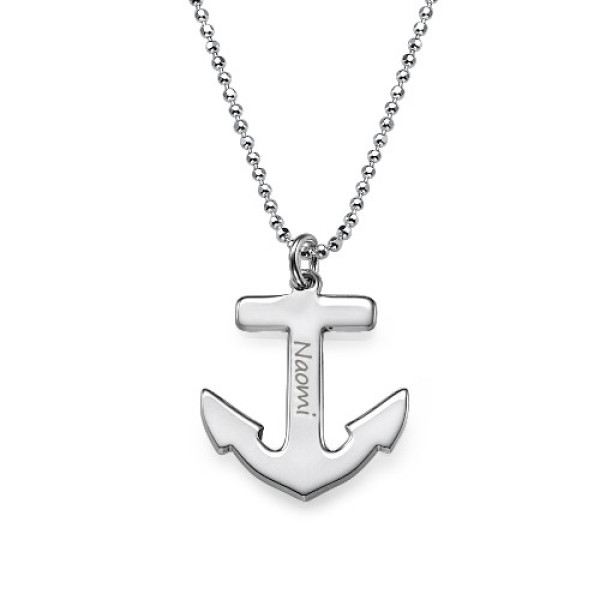 18CT White Gold Engraved Anchor Necklace