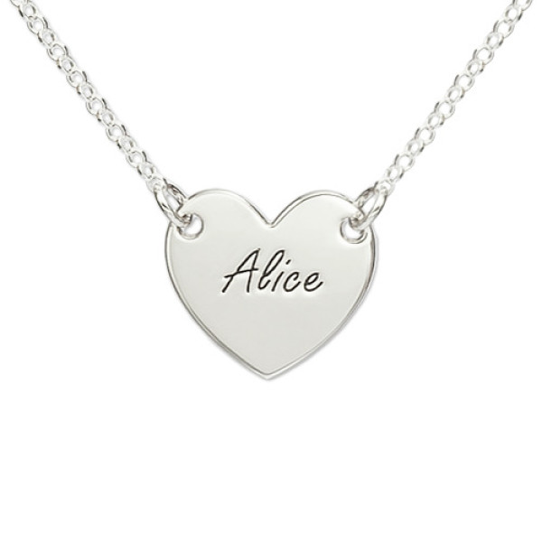 18CT White Gold Engraved Heart Necklace