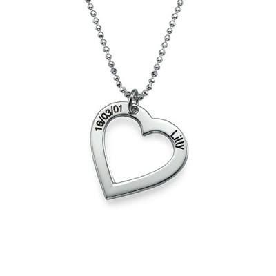 18CT White Gold Engraved Heart Necklace-One Pendant/Two Pendants/More Pendants