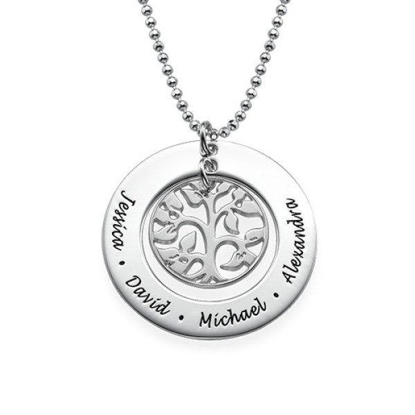 Solid Gold Family Tree Name Necklace