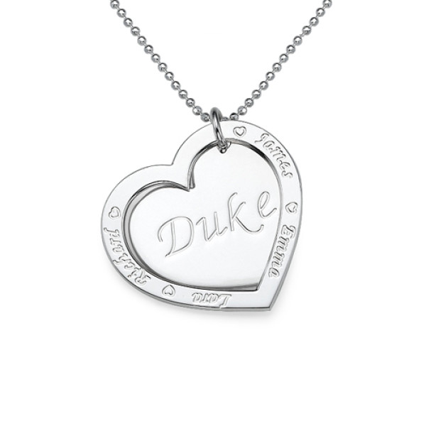 White Gold Family Heart Necklace