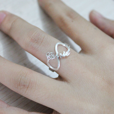Infinity Nameplate Solid White Gold Ring