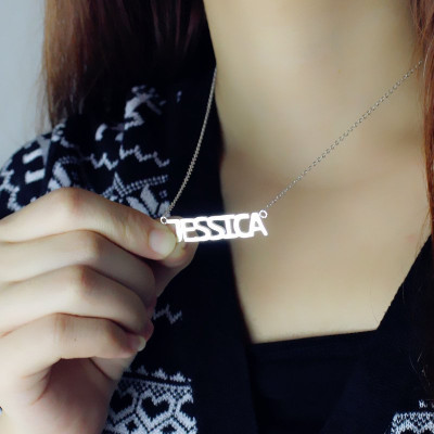 Solid Gold Block Letter Name Name Necklace - jessica