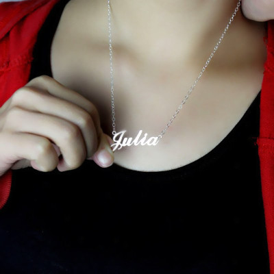 White Gold Personalised Classic Name Necklace