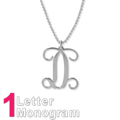 18CT White Gold Initials Monogram Necklace