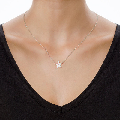 18CT White Gold Star Initial Necklace