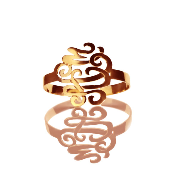 Monogram Cuff Bracelet Bangle Hand Writing Rose Gold