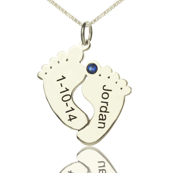 Solid Gold Memory Feet Necklace with Date Name