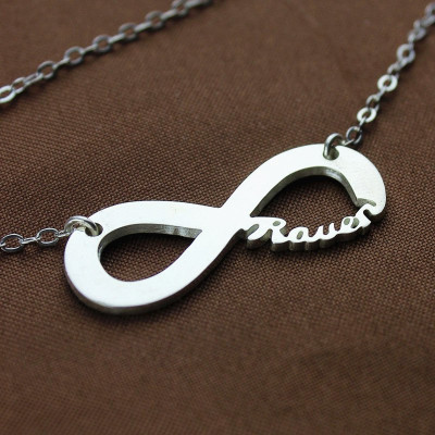 Solid White Gold 18CT Infinity Name Necklace