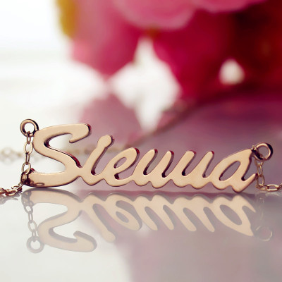 18CT Rose Gold Sienna Style Name Necklace