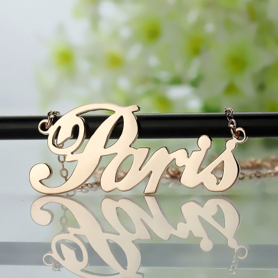 Paris Hilton Style Name Necklace 18CT Solid Rose Gold