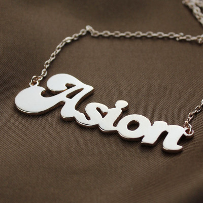 Personalised 18CT Rose Gold BANANA Font Style Name Necklace