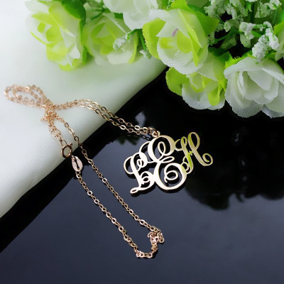 Personalised Vine Font Initial Monogram Necklace 18CT Rose Gold