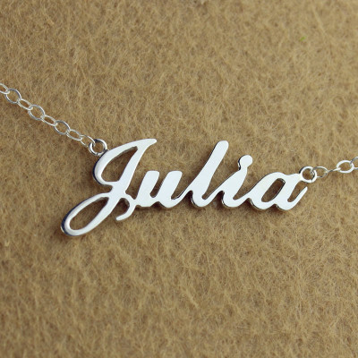 Solid 18CT White Gold Julia Style Name Necklace