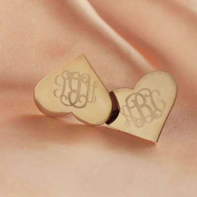 Heart Monogram Earrings Studs Cusotm Solid 18CT Rose Gold