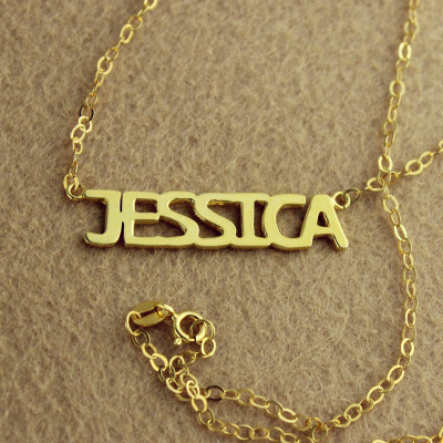 Solid Gold Jessica Style Name Necklace