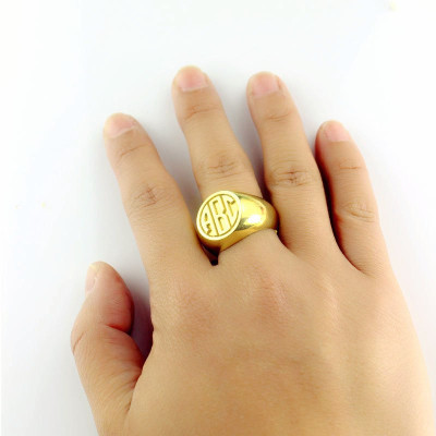 Customised Signet Ring with Block Monogram - 18CT Gold