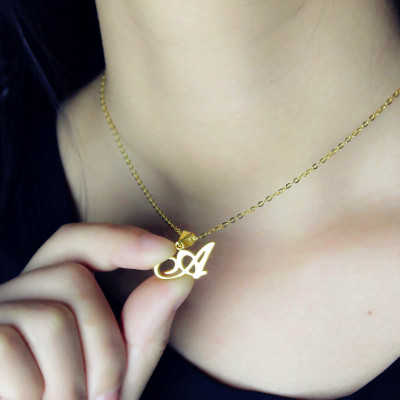 18CT Gold Christina Applegate Initial Necklace