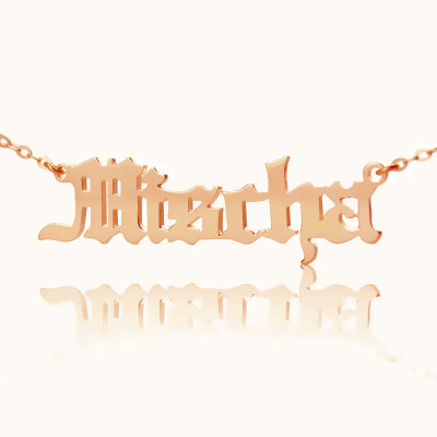 Mischa Barton Style Old English Font Name Necklace 18CT Rose Gold