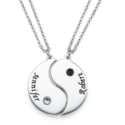 Solid Gold Yin Yang Necklace for Couples with Engraving