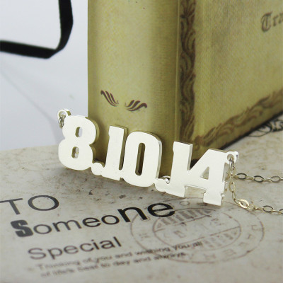 18CT White Gold Number Name Necklace Unique Men Jewellery
