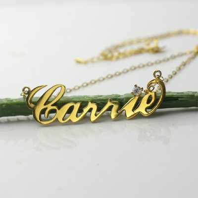 Carrie Nameplate Necklace with Birthstone