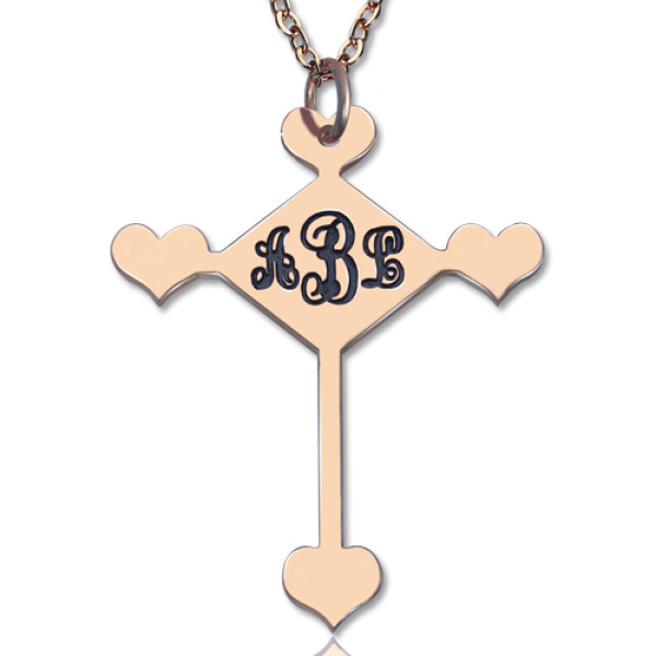 Custom 18CT Rose Gold Cross Monogram Necklace