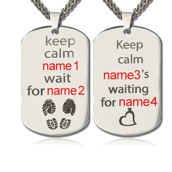 Solid Gold Cute His and Hers Dog Tag Necklaces