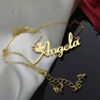 Personalised Solid Gold Fiolex Girls Fonts Heart Name Necklace