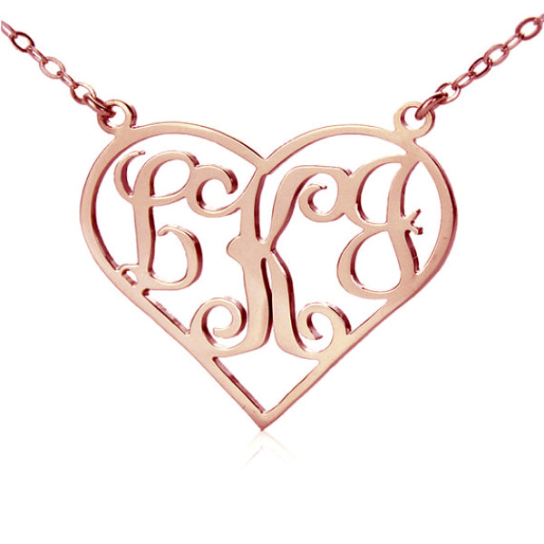 18CT Rose Gold Initial Monogram Personalised Heart Necklace