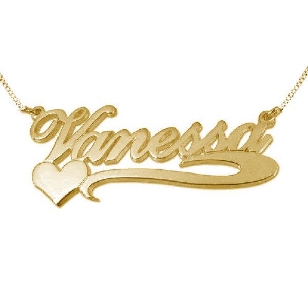 Side Heart 18CT Gold Name Necklace