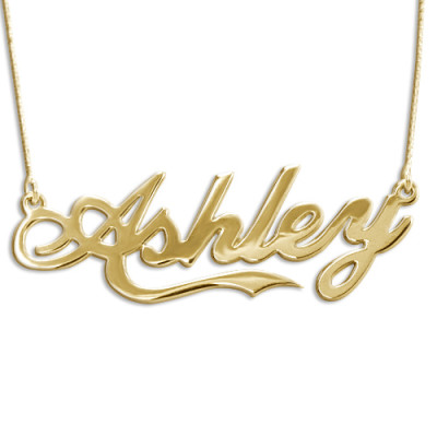 18CT Yellow Gold Large Name Necklace In Coca Cola Style Font