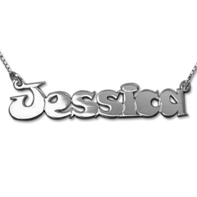 Solid White Gold Comic StyleName Name Necklace