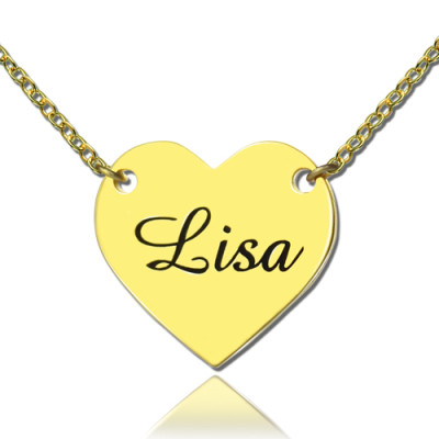 Stamped Heart Love Necklaces with Name - 18CT Gold