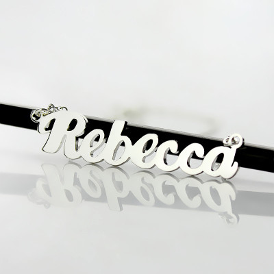 Personalised 18CT White Gold Puff Font Namplate Necklace