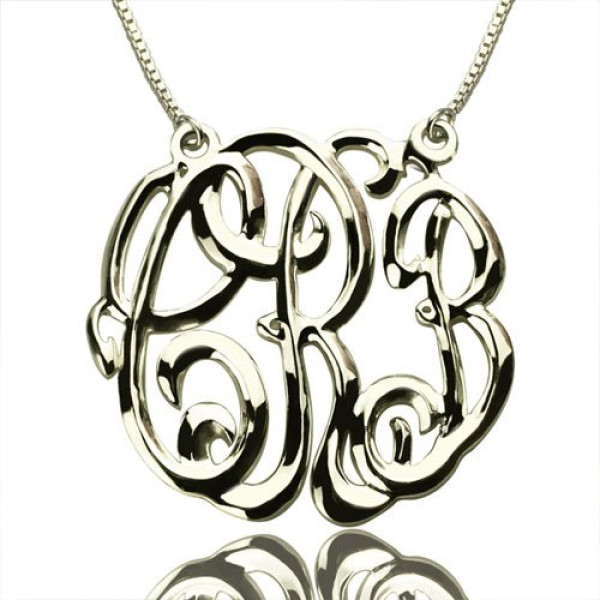 Solid White Gold Celebrity Cube Premium Monogram Necklace Gifts