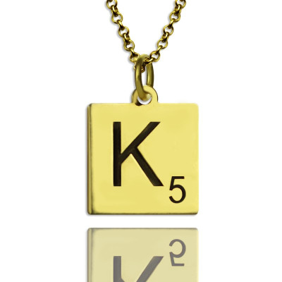 Engraved Scrabble Initial Letter Necklace - 18CT Gold