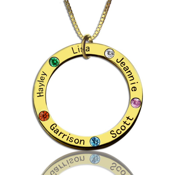 Family Circle Names Necklace For Mother - Solid Gold