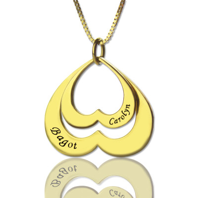 Heart in Heart Name Pendant - 18CT Gold