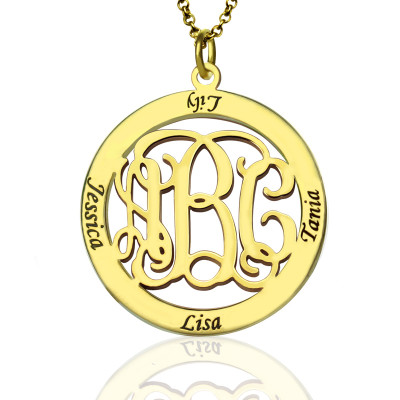 Family Monogram Name Necklace - 18CT Gold