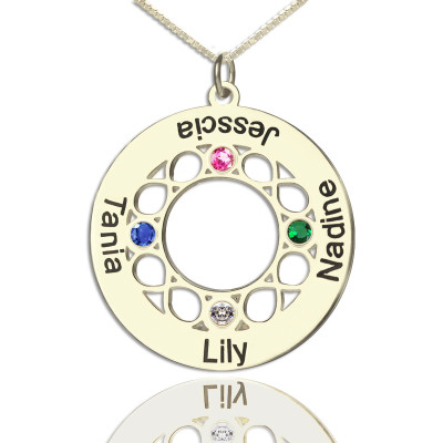 Solid Gold Infinity Family Names Necklace For Mom