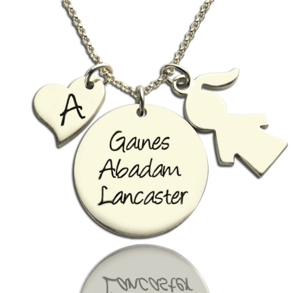 Solid Gold Mother Necklace Gift With Kids Name Charm