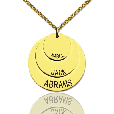 Disc Necklace With Kids Name For Mom - 18CT Gold