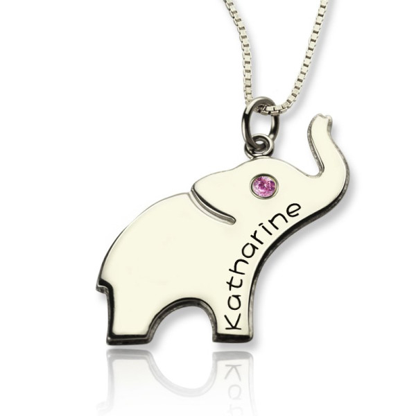 Solid Gold Good Luck Gifts - Elephant Necklace Engraved Name