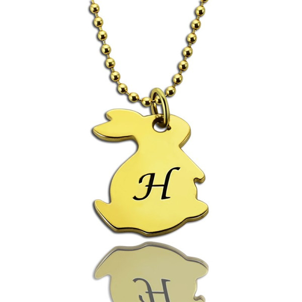 Tiny Rabbit Initial Charm Necklace - 18CT Gold