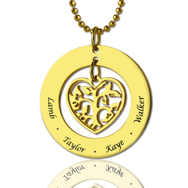 Circle Family Tree Pendant Necklace - 18CT Gold
