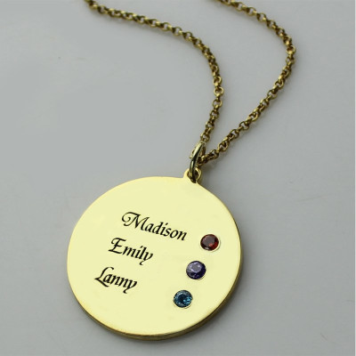 Solid Gold Custom Disc Necklace Engraved Names For Mom