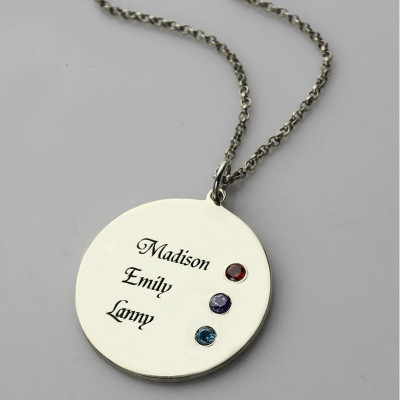 Solid Gold Grandma's Disc Birthstone Necklace