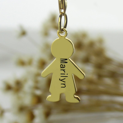Personalised Boy Pendant Necklace With Name - 18CT Gold