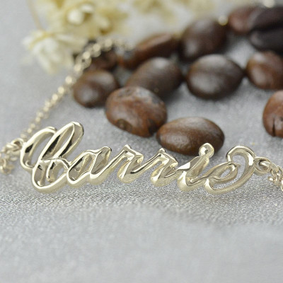 18CT White Gold Women's Name Bracelet Carrie Style